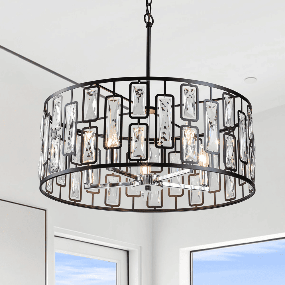 Bolton Crystal in Black Dimmable & Adjustable Height Pendant Light